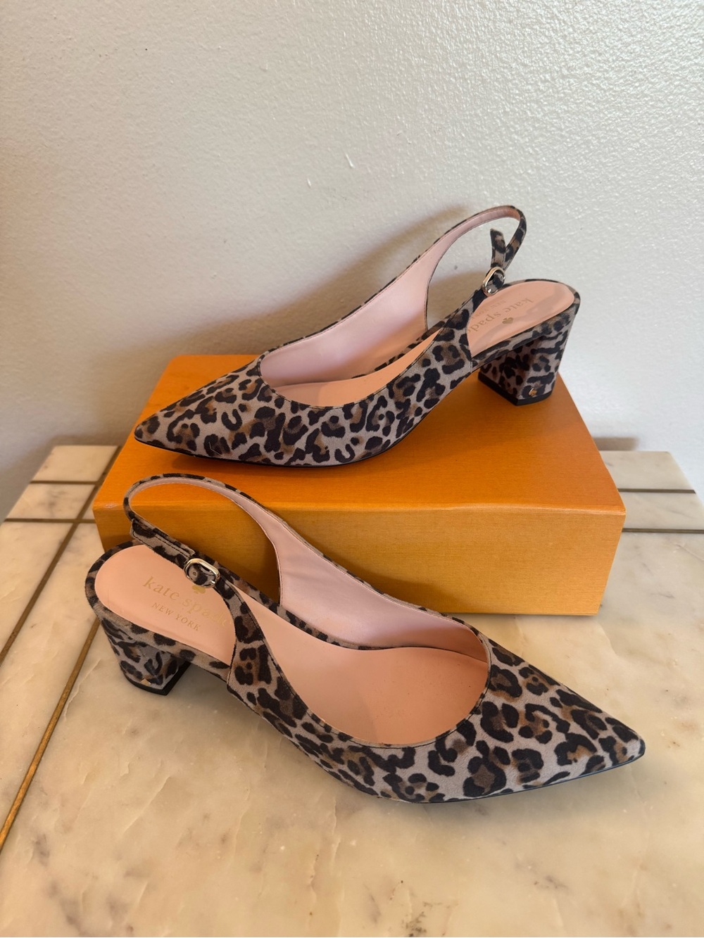 kate spade Midge Leopard Slingback Block Heel Pumps